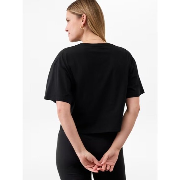 New Athleta M True Cotton Crop Tee Black Medium #597541 - Picture 4 of 5
